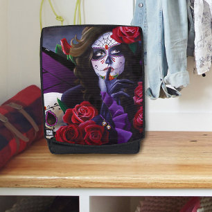 Mochila Azúcar Skull Roses Rojas Morado