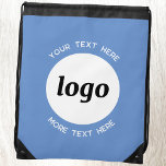 Mochila Azul comercial de promoción de logotipo redondo<br><div class="desc">Añade tu propio logotipo y elección de texto a este diseño. Eliminar el texto superior o inferior si lo prefiere. Minimalista y profesional. Ideal para un producto promocional para sus clientes y clientes. Su logotipo será recortado a un círculo blanco. Para ver otras versiones,  vea la colección.</div>