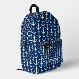 Mochila azul marino náutica con estampado de ancla