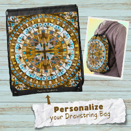 Mochila Azulejo de Mandala Mosaico Boho amarillo Miel -