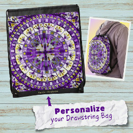 Mochila Azulejo Mandala Mosaico Boho Llama Violeta -