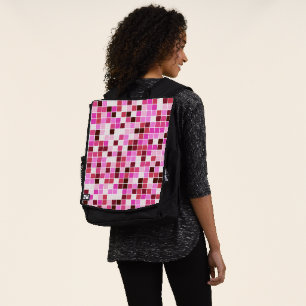 Mochila Azulejos de Piscina, Baldosas Mosaico Rosa, Patrón