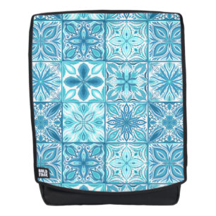 Mochila Baldosas orgánicas en azul y blanco