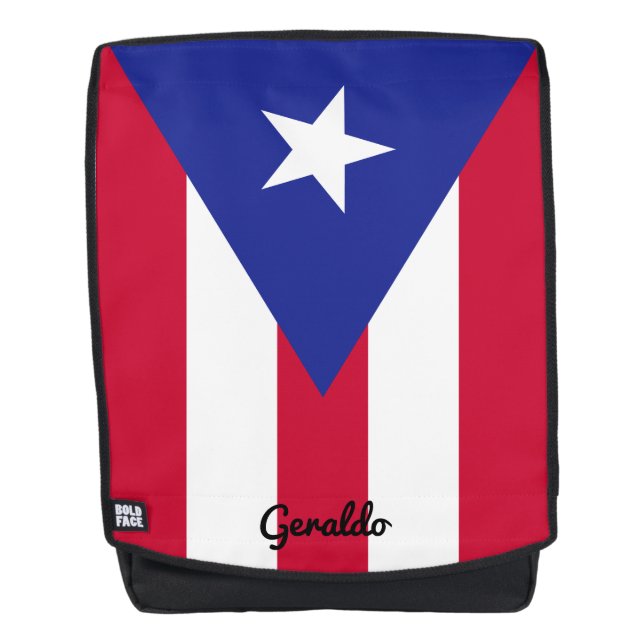 Mochila Bandera de Puerto Rico con monograma Personalizado (Anverso)