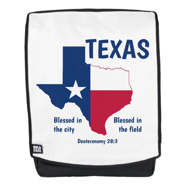 Mochila BANDERA DE TEXAS Bendita Escritura Cristiana Estat (Anverso)