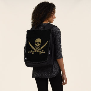 Mochila Bandera pirata de cráneo de oro y espadas de Calic