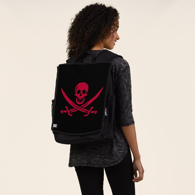 Mochila Bandera pirata de Crimson Skull & Swords Jack en C (Puesto)