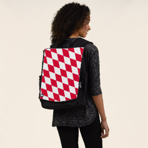 Mochila Banderín de diamante de Baviera rojo y blanco