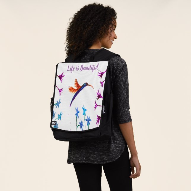 Mochila Bird Art Floral Hummingbird (Puesto)