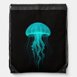 Mochila Black 4 Luxe Drawstring backpack, Green Jellyfish