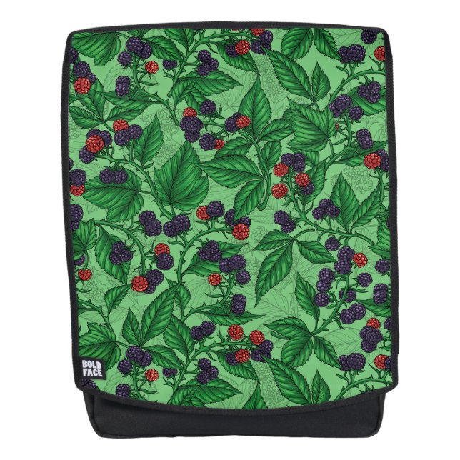 Mochila Blackberries sobre verde (Anverso)