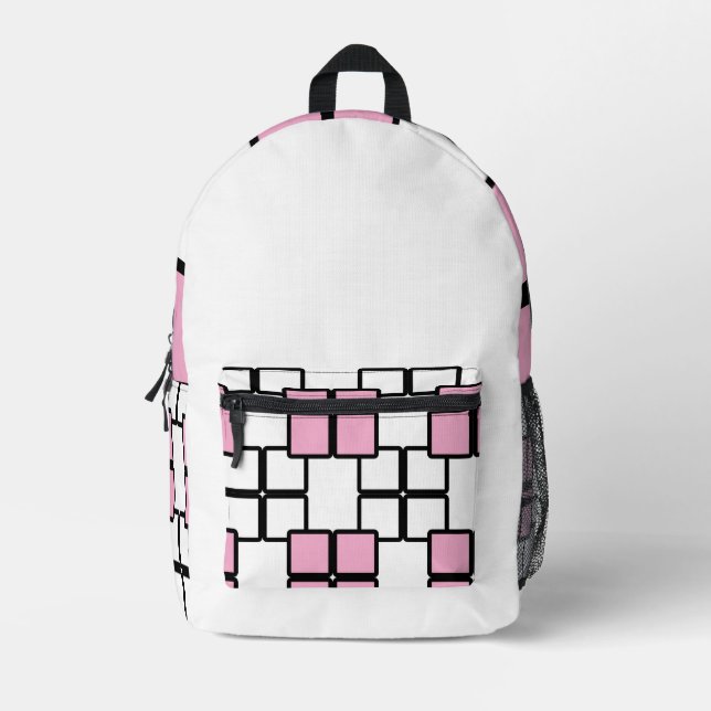 Mochila blanca moderna con rosa claro y negro (Anverso)