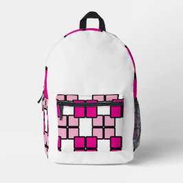 Mochila blanca moderna con rosa y morado
