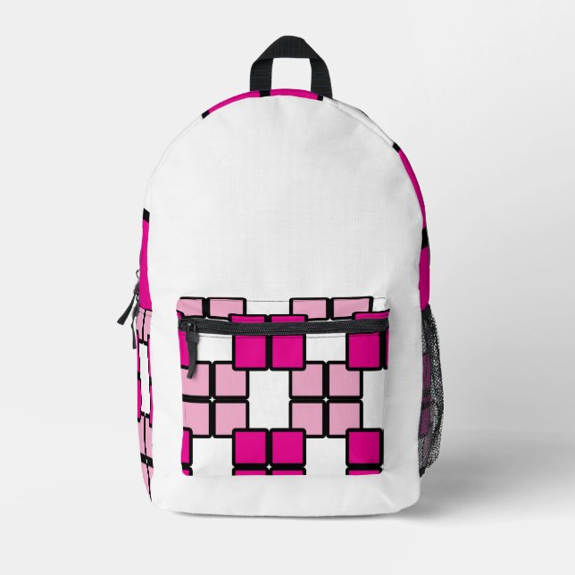 Mochila blanca moderna con rosa y morado (Anverso)
