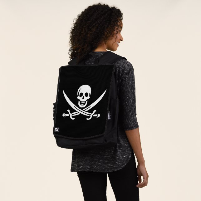 Mochila Blanco, Bandera Pirata Calico Jack, Calavera y Cri (Puesto)
