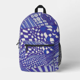 Mochila Blue Purple Abstract Line Art Doodles