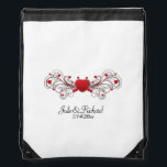 Mochila Boda de corazón<br><div class="desc">Bonito memento para tu fiesta de boda incluye nombres y fecha</div>