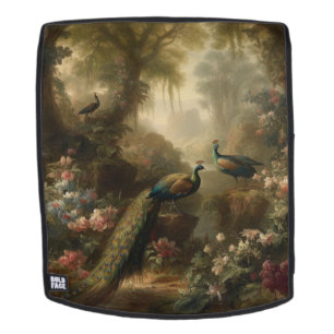 Mochila Botánico: tres pavos reales en jardín inglés