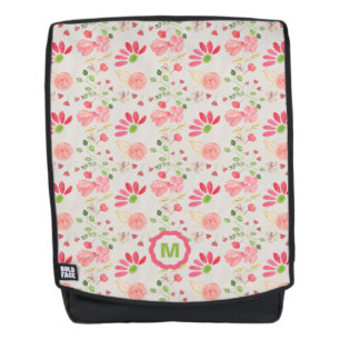 Mochila Botánicos florales rosas y verdes