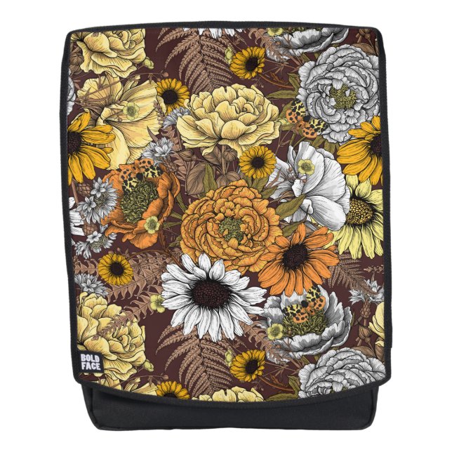 Mochila Bouquet de flores - rosas, peonías, daisies y fe (Anverso)