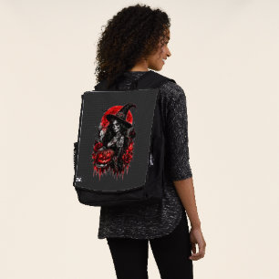 Mochila Bruja Gótica Calabaza Halloween Gato Negro Espeluz