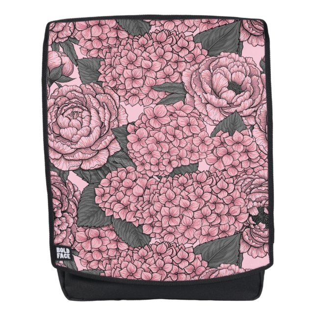Mochila Buqué floral de color rosa (Anverso)