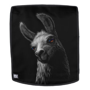 Mochila Cabeza retratada llama con fondo negro