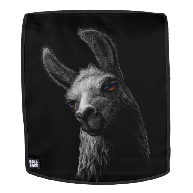 Mochila Cabeza retratada llama con fondo negro (Cara extraíble)