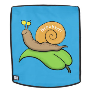Mochila Caca, caracol feliz en un ilustracion personalizad