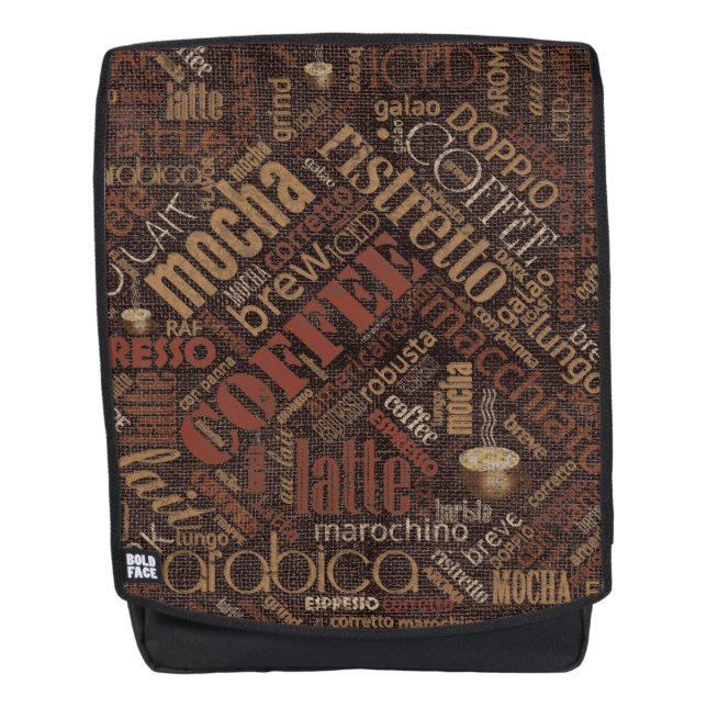 Mochila Café en Burlap Word Cloud Brown ID283 (Anverso)