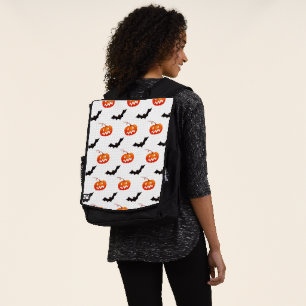 Mochila Calabazas y murciélagos de Halloween, truco o trat