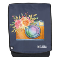 Cámara Boho Naranja y acuarela con buquet floral