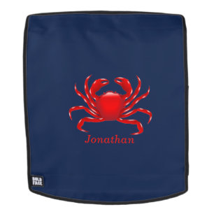 Mochila Cangrejo Rojo Grande sobre Fondo Azul De Vuelta al