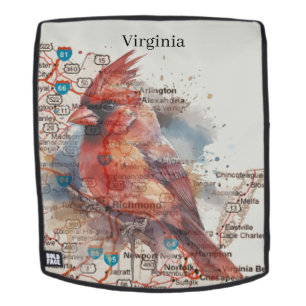 Mochila Cardenal sobre la hoja de ruta de Virginia