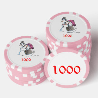 Mochila Chip de póquer rayado Snowman rosa 1000