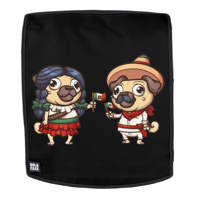 Mochila Cinco De Mayo Pugs #3 Cara (Cara extraíble)