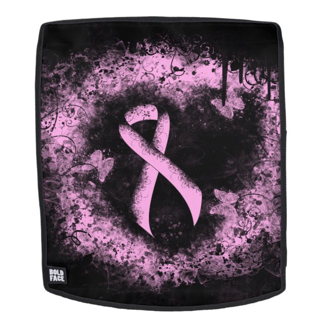 Mochila Cinta de Conciencia Rosa Corazón Grunge (Cara extraíble)