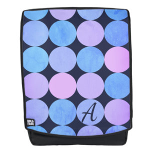 Mochila Círculos de Monograma de Azul, Púrpura y Rosa