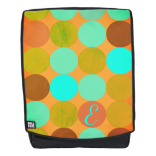 Mochila Círculos de Monograma de Azul Turquesa Verde y Nar