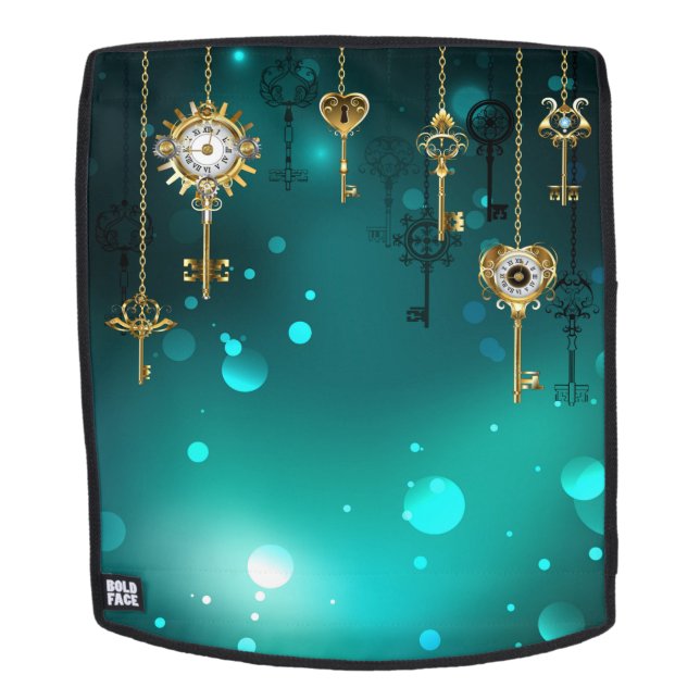 Mochila Claves de esqueleto antiguas sobre fondo verde (Cara extraíble)