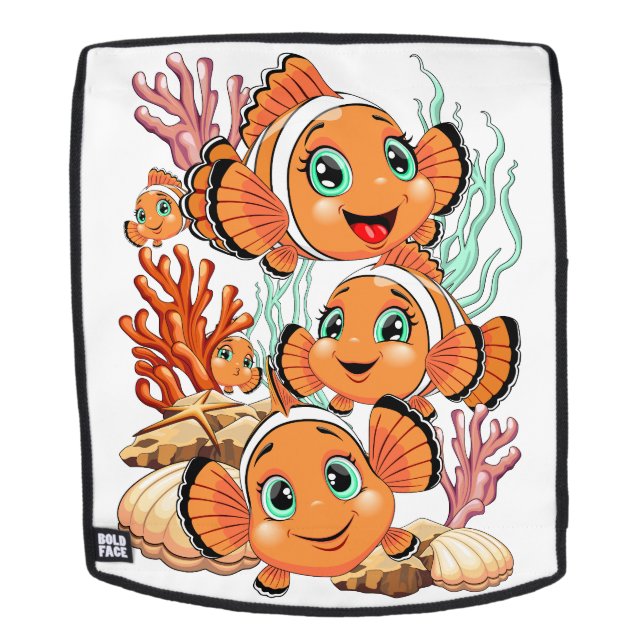 Mochila Clown fish Cartoon cute Family Underwater (Cara extraíble)