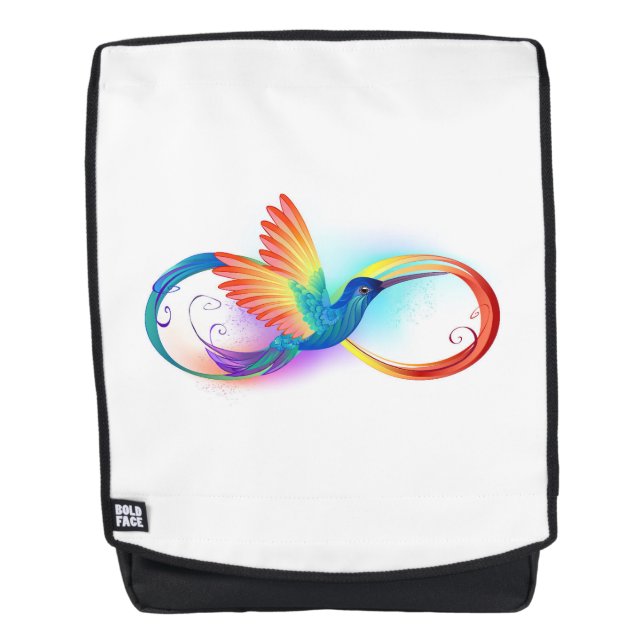 Mochila Colibrí arcoiris con símbolo Infinity (Anverso)