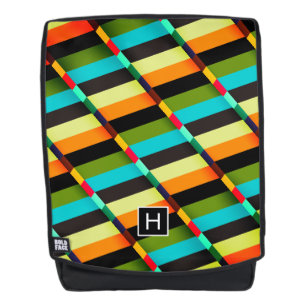 Mochila Coloreado Moderno Abstracto Rayas y Monograma