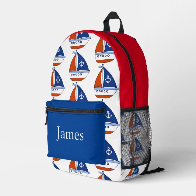 Mochila colorida personalizada, barcos patrióticos (Esquina derecha trasera )