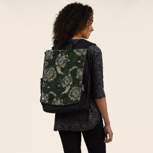 Mochila Comienza en crisantemos en verde y blanco