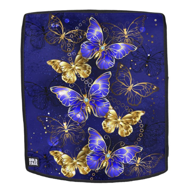Mochila Composición con mariposas de zafiro (Cara extraíble)