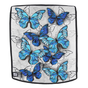 Mochila Composición de las mariposas blancas y azules