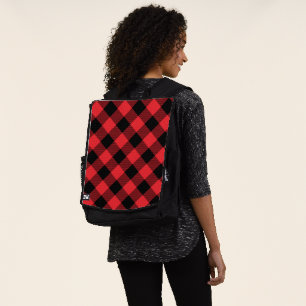 Mochila Comprobación de negro rojo con relleno de búfalo