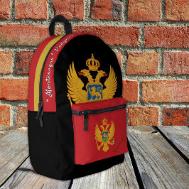 Mochila con bandera de Montenegro, negro patriota