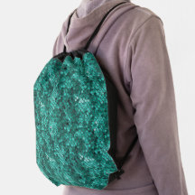 Mochila con cordón de patrón de escama esmeralda